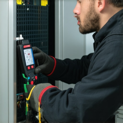 Professional Heat Pump Inspection Technician using diagnostic tools to inspect a heat pump system