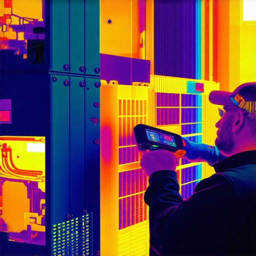 HVAC technician inspecting coils with thermal imaging camera