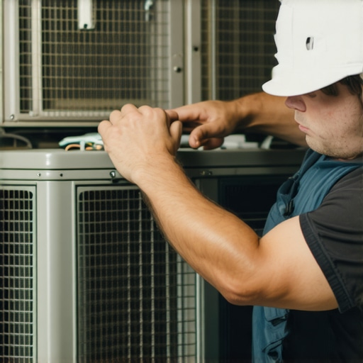 HVAC technician repairing an air conditioning system with quality tools