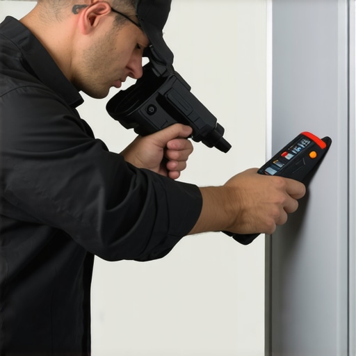 Technician using infrared camera to detect HVAC system issues