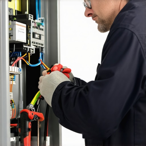 HVAC technician examining electrical components of an HVAC system